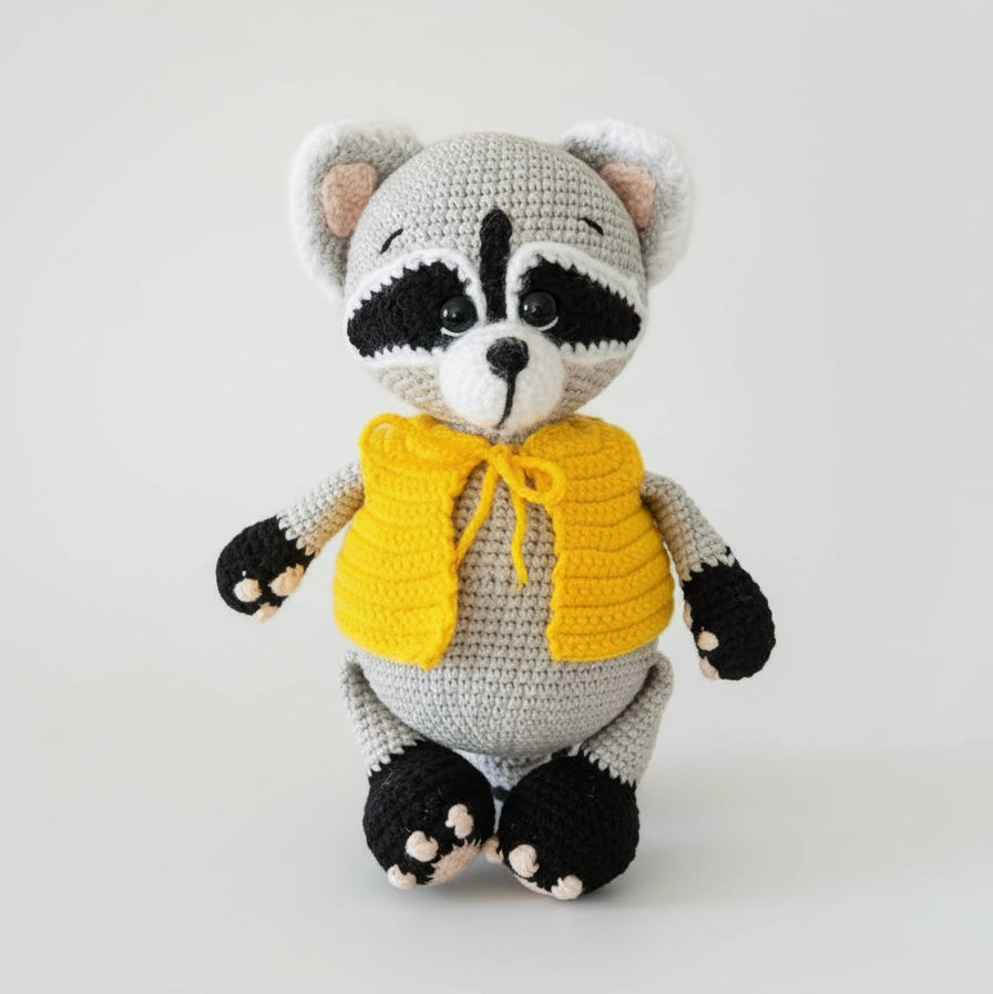 Crochet Raccoon Toy by Joy Gift London