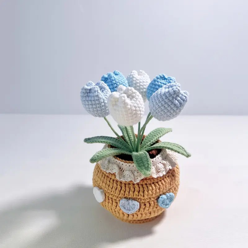 Handmade Crochet Tulips Potted Plant - Joy Gift London