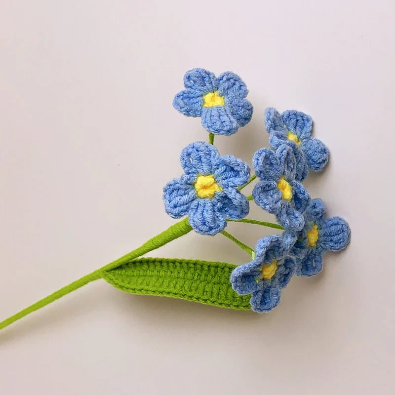 Handmade Crocheted Forget - me - not Flowers - Joy Gift London