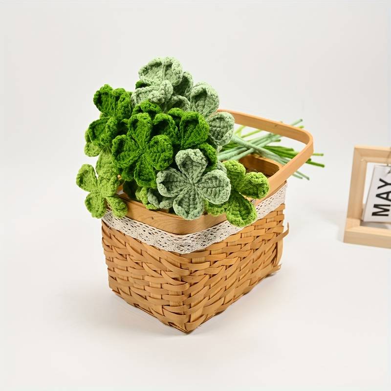 Handmade Crocheted Four - Leaved Clover Bouquet - Joy Gift London