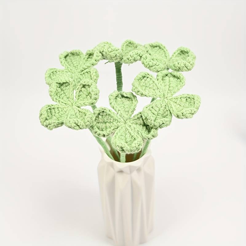 Handmade Crocheted Four - Leaved Clover Bouquet - Joy Gift London