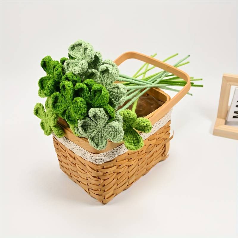 Handmade Crocheted Four - Leaved Clover Bouquet - Joy Gift London