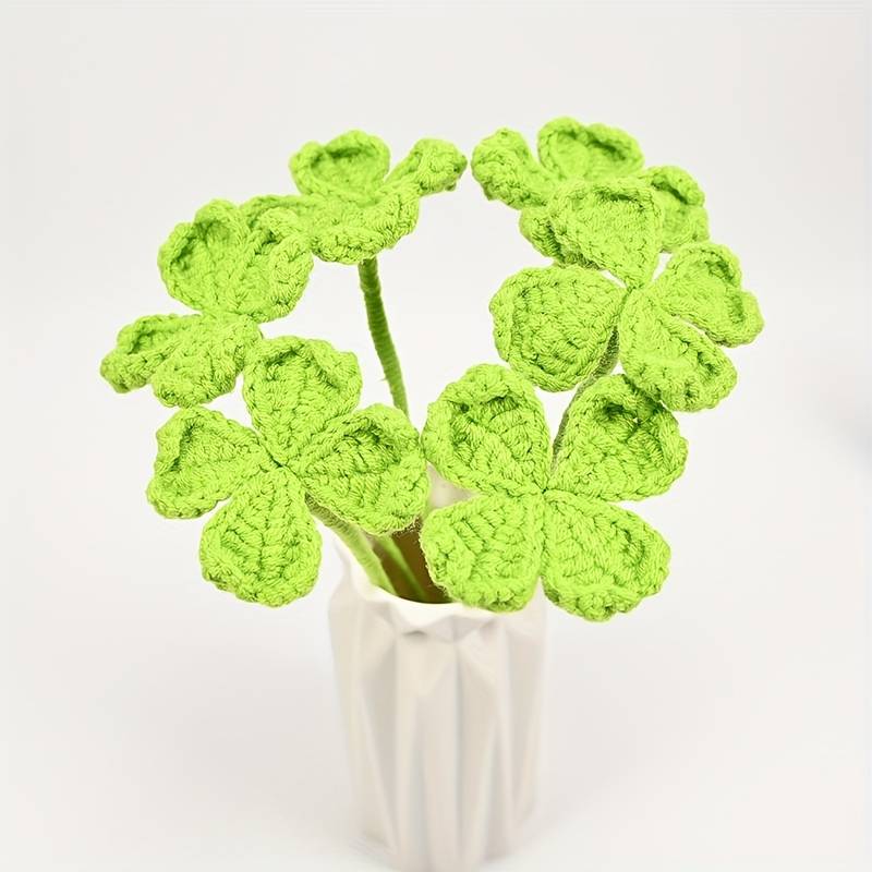Handmade Crocheted Four - Leaved Clover Bouquet - Joy Gift London