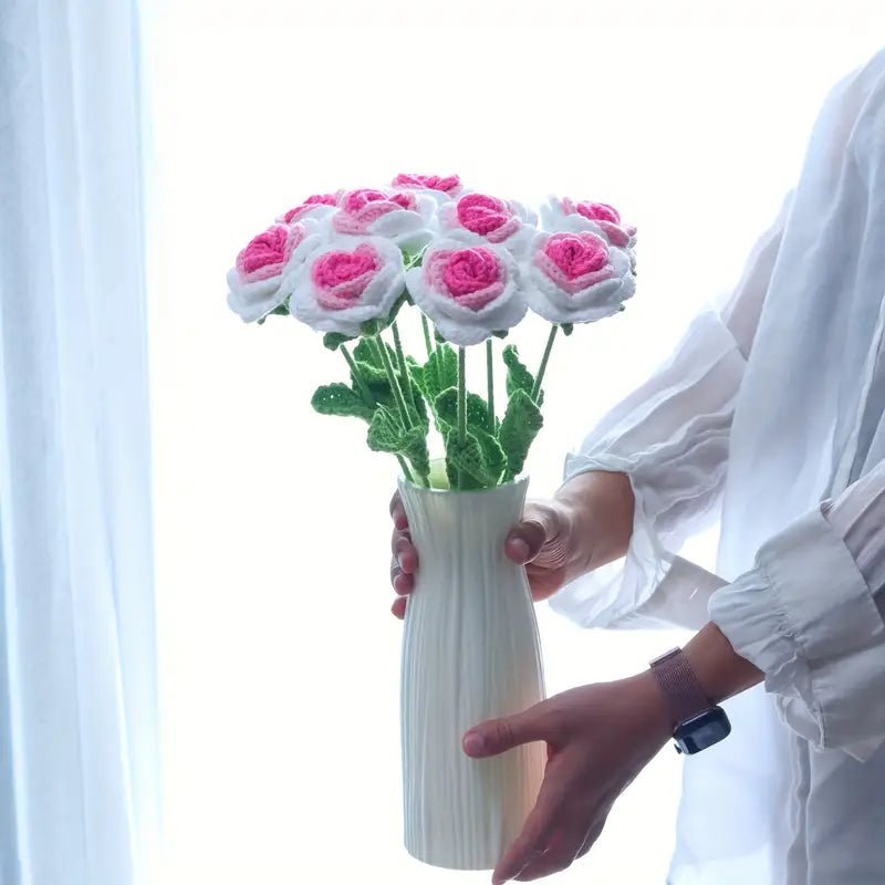 Handmade Crocheted Rose Bouquet🌹💐 10pc - Joy Gift London