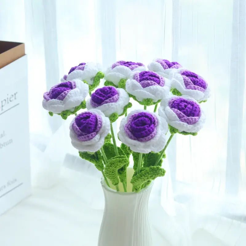 Handmade Crocheted Rose Bouquet🌹💐 10pc - Joy Gift London