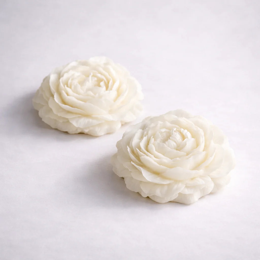 Handmade White Peony Candle Gift Set 2pc Joy Gift London