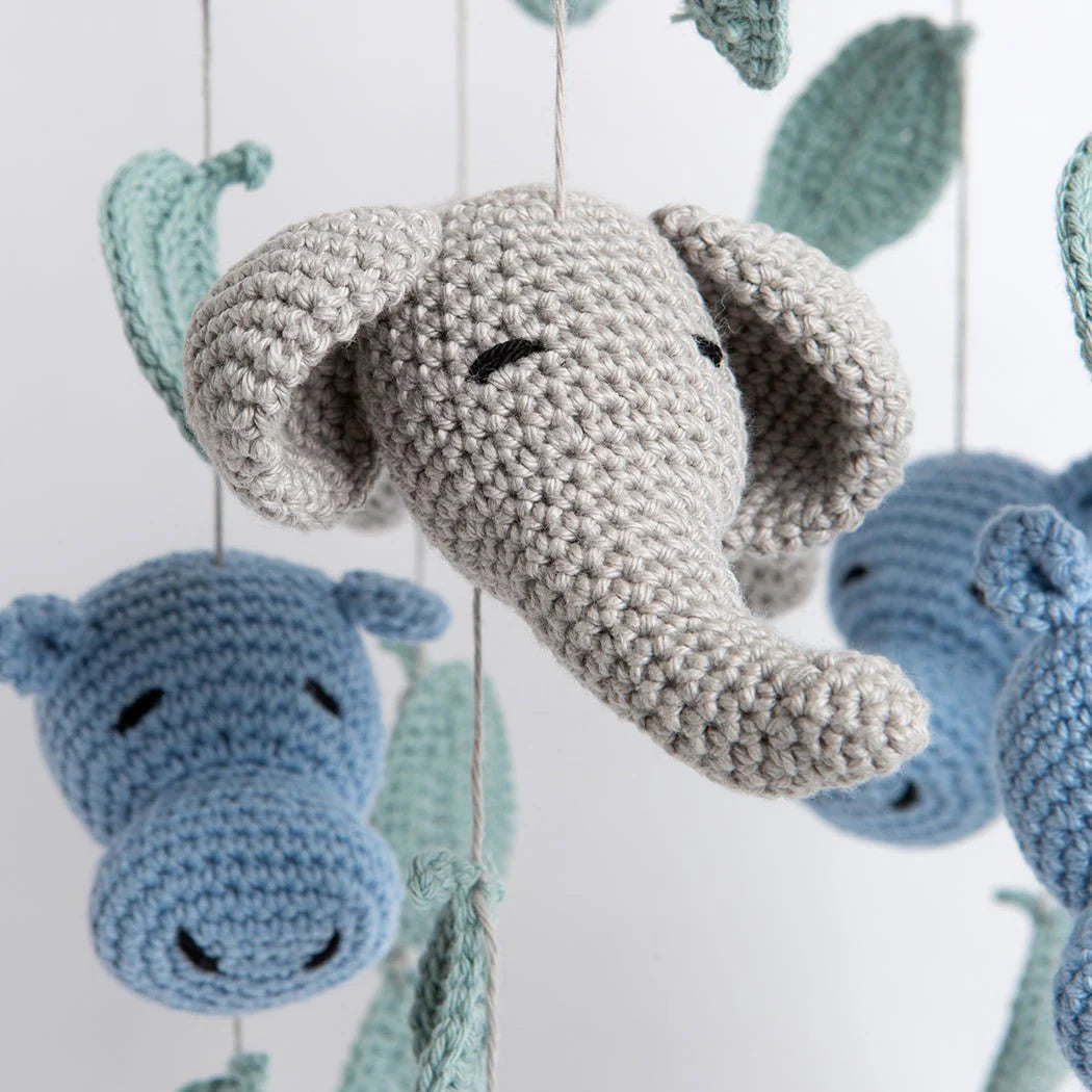 Crochet Hippo & Elephant Baby Mobile