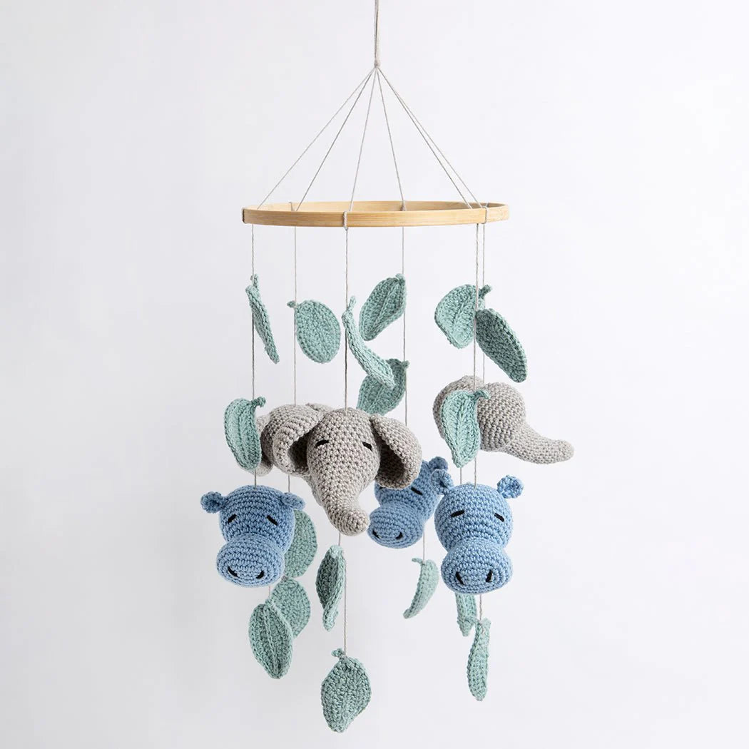 Crochet Hippo & Elephant Baby Mobile