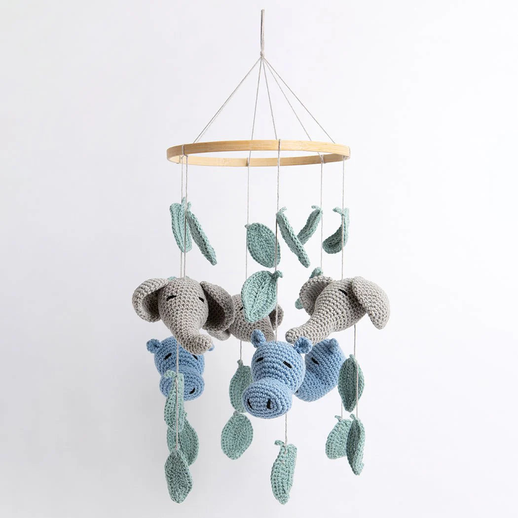 Crochet Hippo & Elephant Baby Mobile