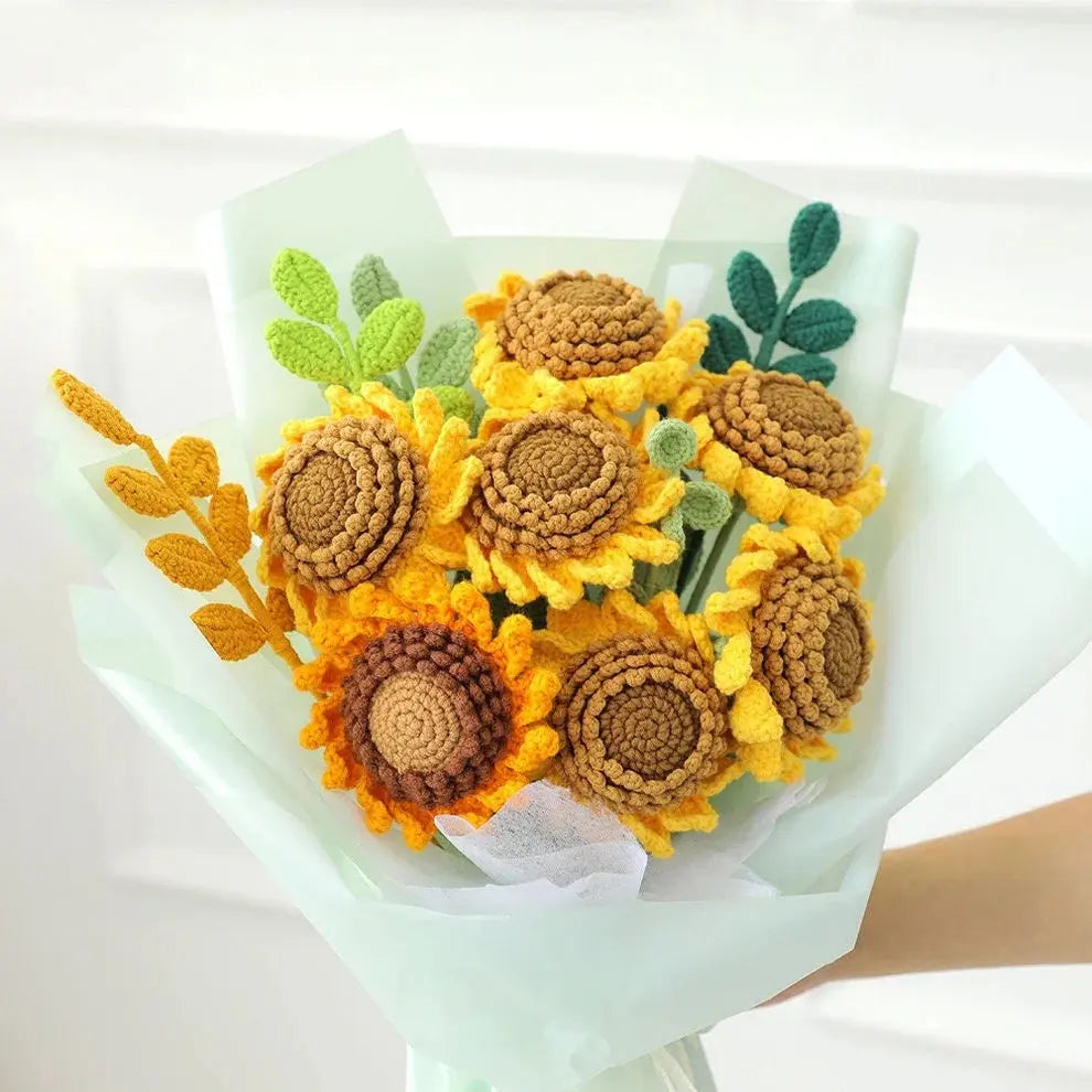 Handmade Crocheted Sunflower Bouquet Joy Gift London