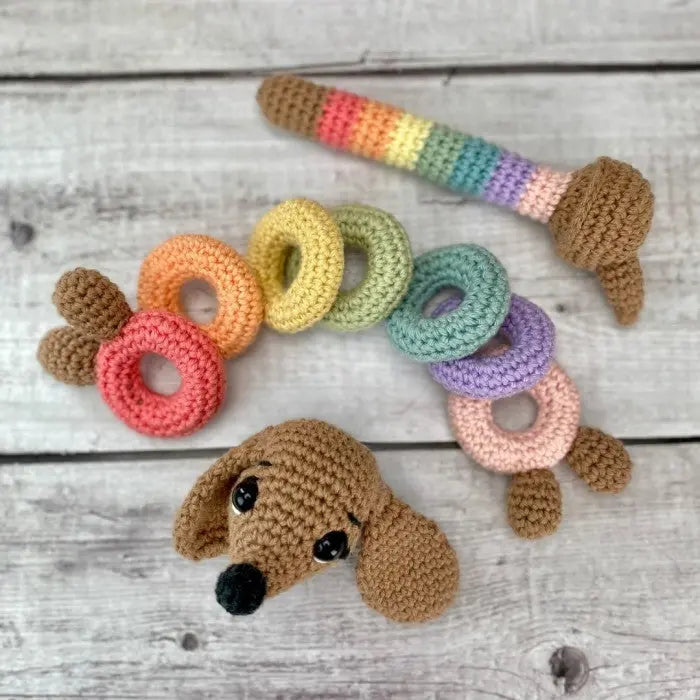 Crochet Rainbow Dog Stacking Toy MiaMano