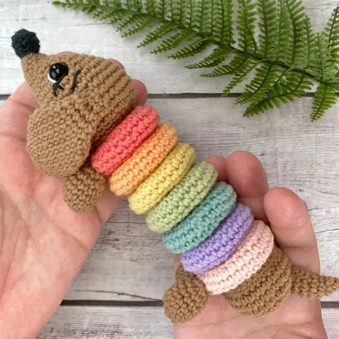 Crochet Rainbow Dog Stacking Toy MiaMano