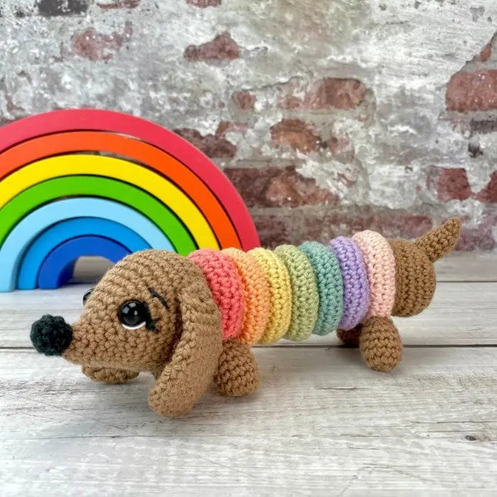 Crochet Rainbow Dog Stacking Toy MiaMano