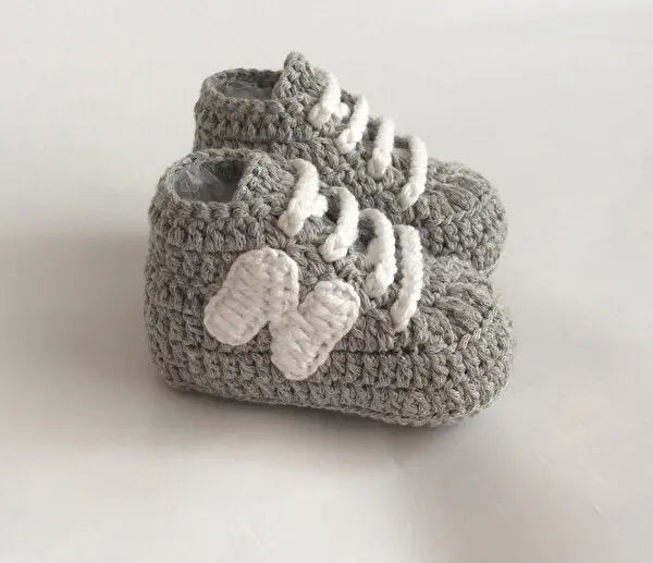 Crochet Baby Sporty Shoes Grey - Joy Gift London