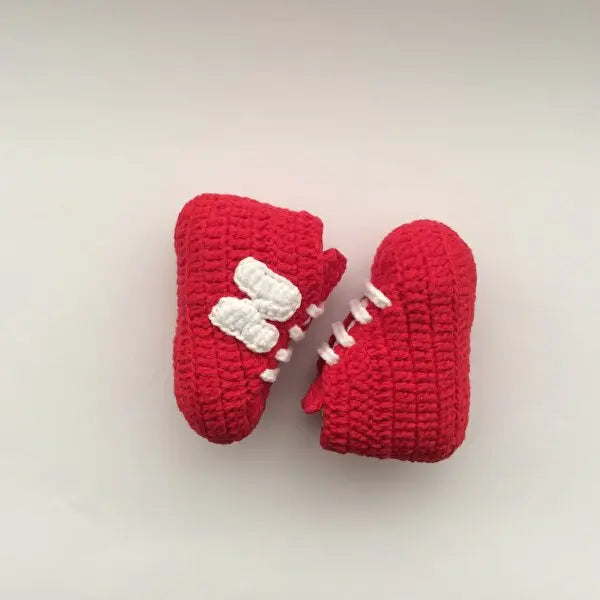 Crochet Baby Sporty Shoes Red - Joy Gift London