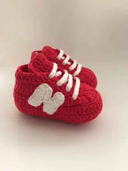 Crochet Baby Sporty Shoes Red - Joy Gift London