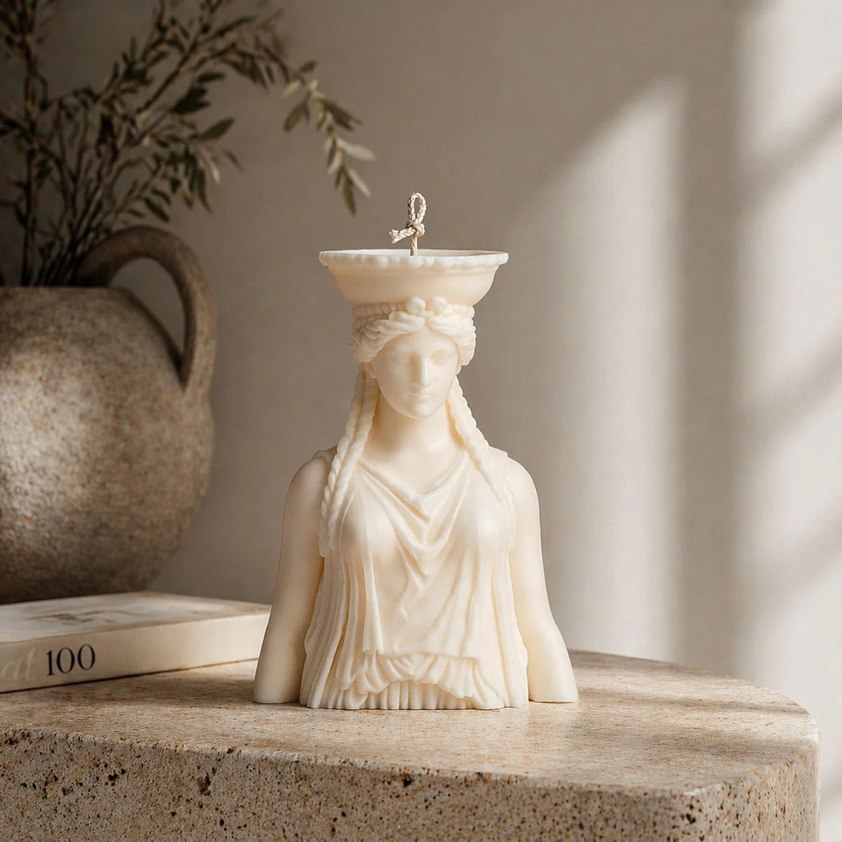Large Handmade Sculptural Caryatid Bust Candle Joy Gift London
