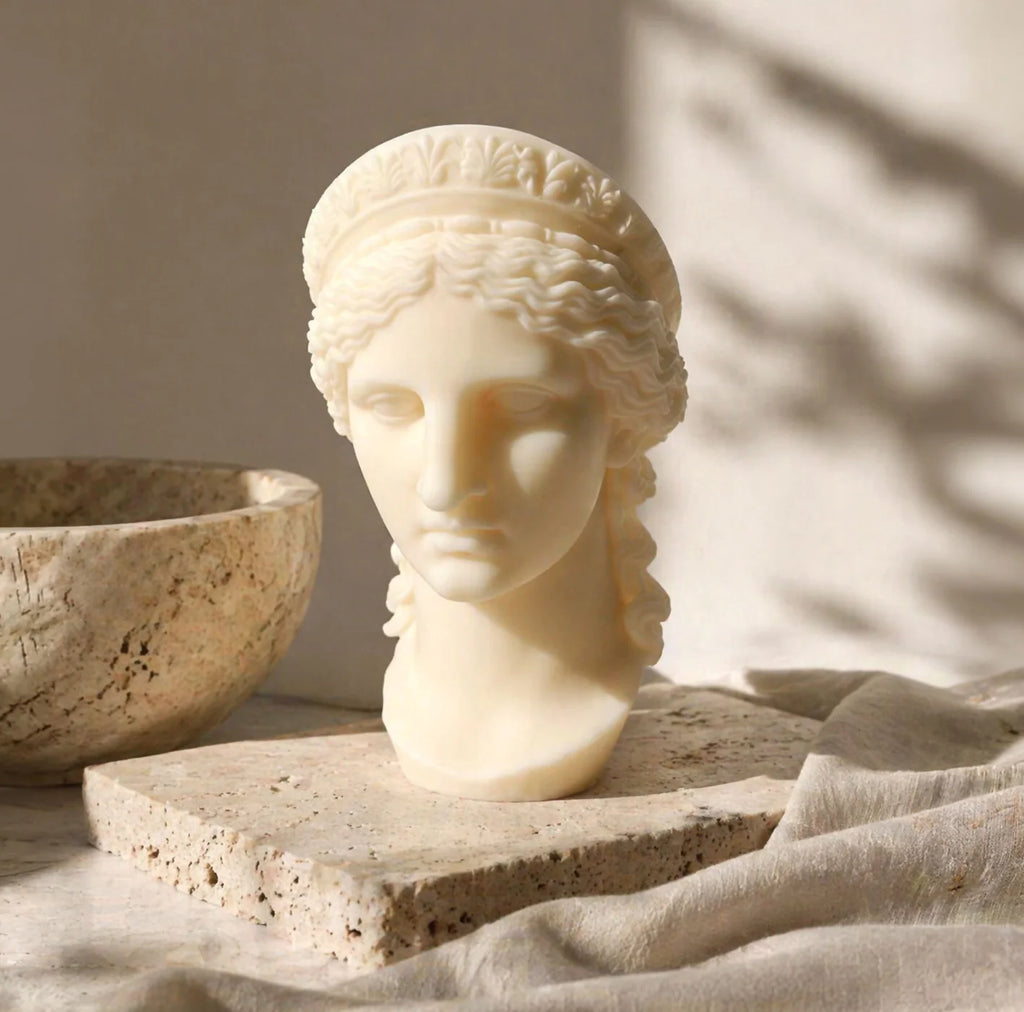 Large Hera Goddess Bust Candle: Sculptural Greek Statue - Hand-Poured Soy Wax Joy Gift London