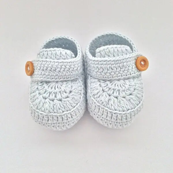 Crochet Baby Shoes Light Blue - Joy Gift London