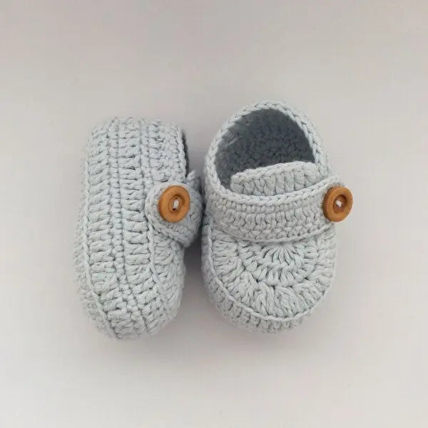 Crochet Baby Shoes Light Blue - Joy Gift London