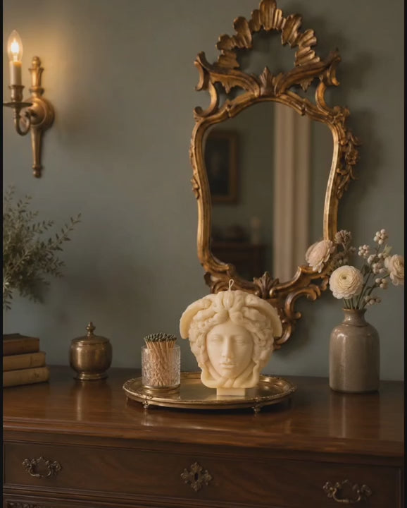 Medusa Goddess Bust, Large Soy Wax Sculptural Candle