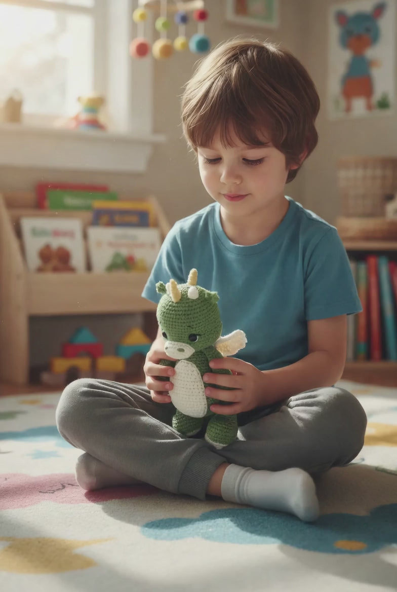 Handmade Crochet Cute Green Dino Toy
