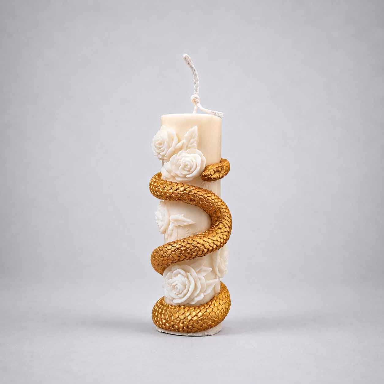 Snake Rose - Pillar Candle - Hand Painted Gold Edition