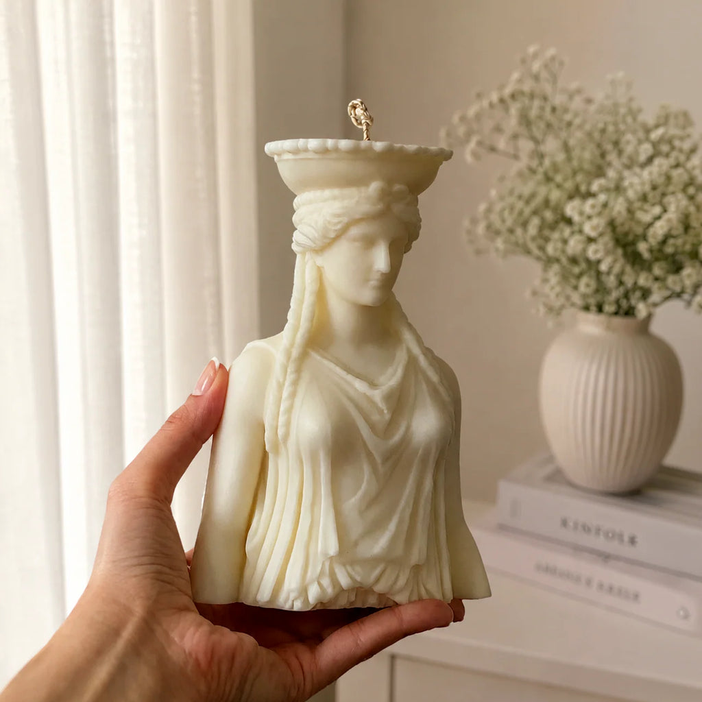 Large Handmade Sculptural Caryatid Bust Candle