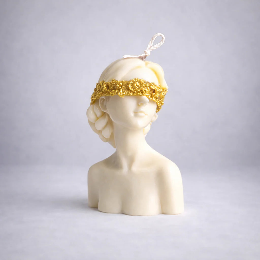 Blindfold Lady- Sculpture Candle - Hand-Painted Gold Edition