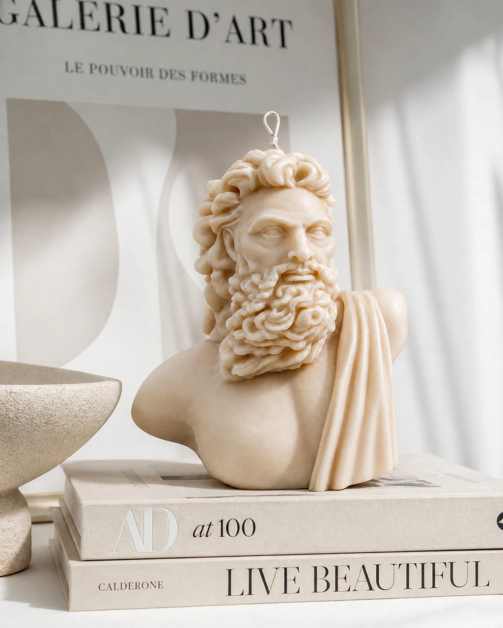 Zeus Bust Candle – Ivory Classical Sculpture Candle