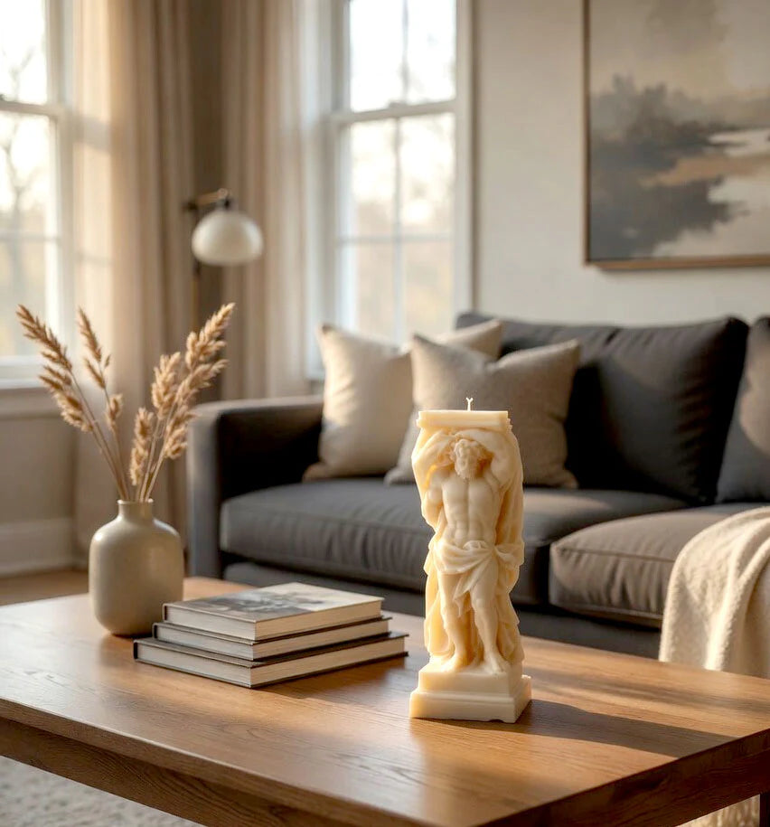 Large Atlant Sculpture Candle – Handmade Classical Statue Candle