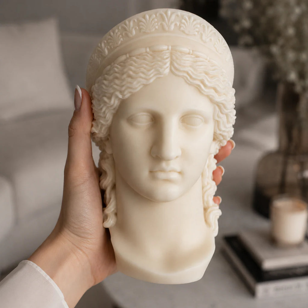 Large Hera Goddess Bust Candle: Sculptural Greek Statue - Hand-Poured Soy Wax
