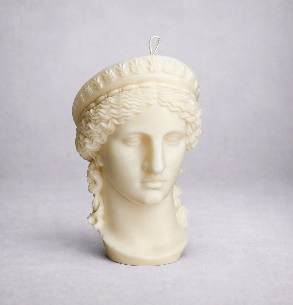 Large Hera Goddess Bust Candle: Sculptural Greek Statue - Hand-Poured Soy Wax