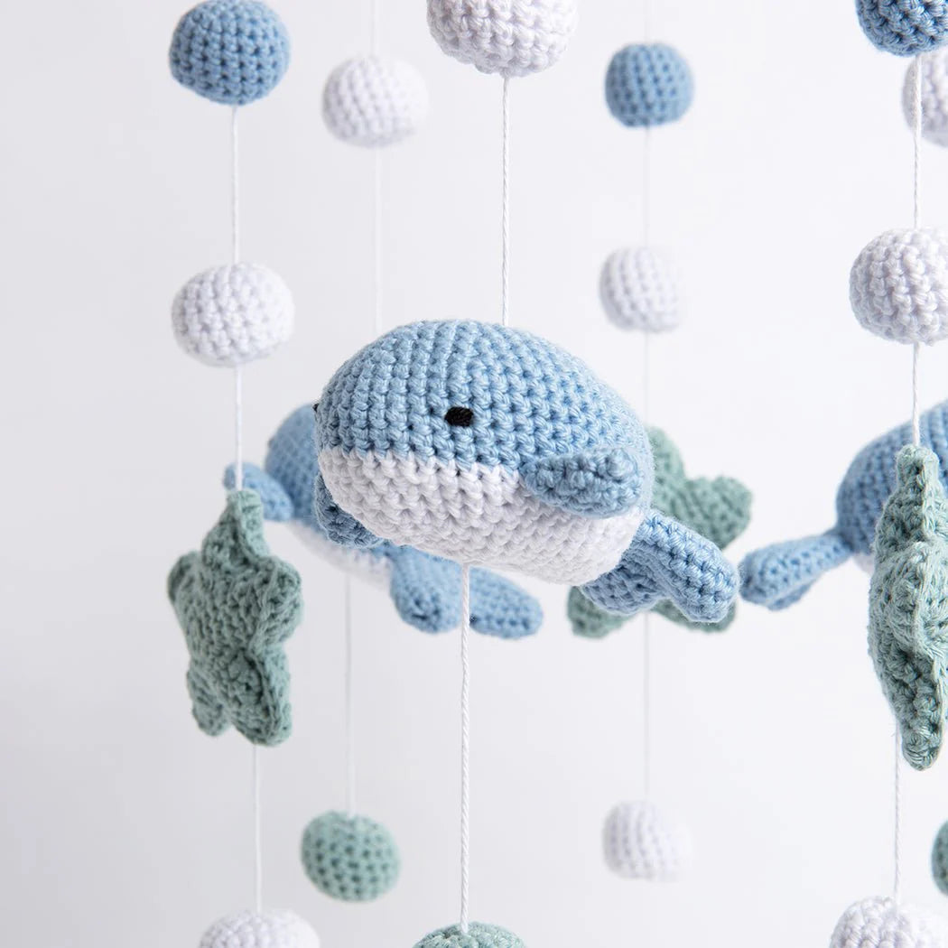 Crochet Starfish and Whale Baby Mobile