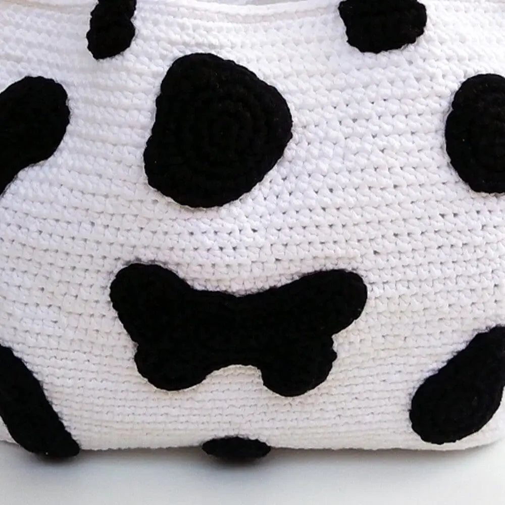 Cow Patterned Crochet Shoulder Bag Joy Gift London