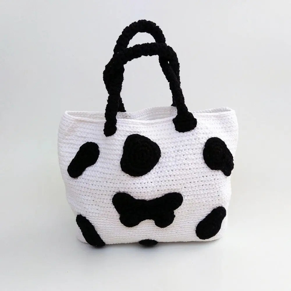 Cow Patterned Crochet Shoulder Bag Joy Gift London