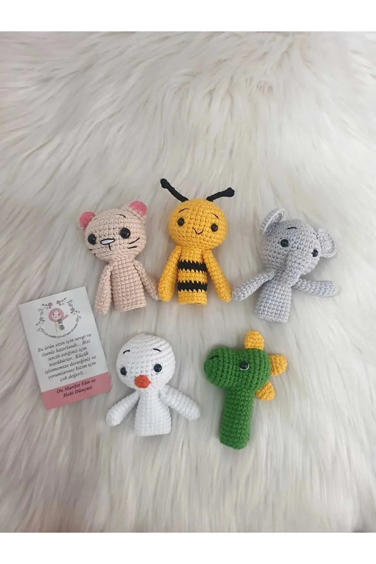 Crochet Animal Finger Puppet Toys 5pc Joy Gift London