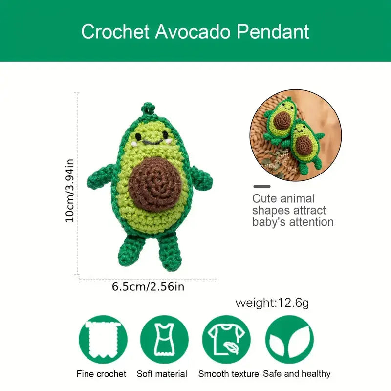 Crochet Avocado Baby Pendant Toy Birthday Gift 0-3 Years Old Joy Gift London