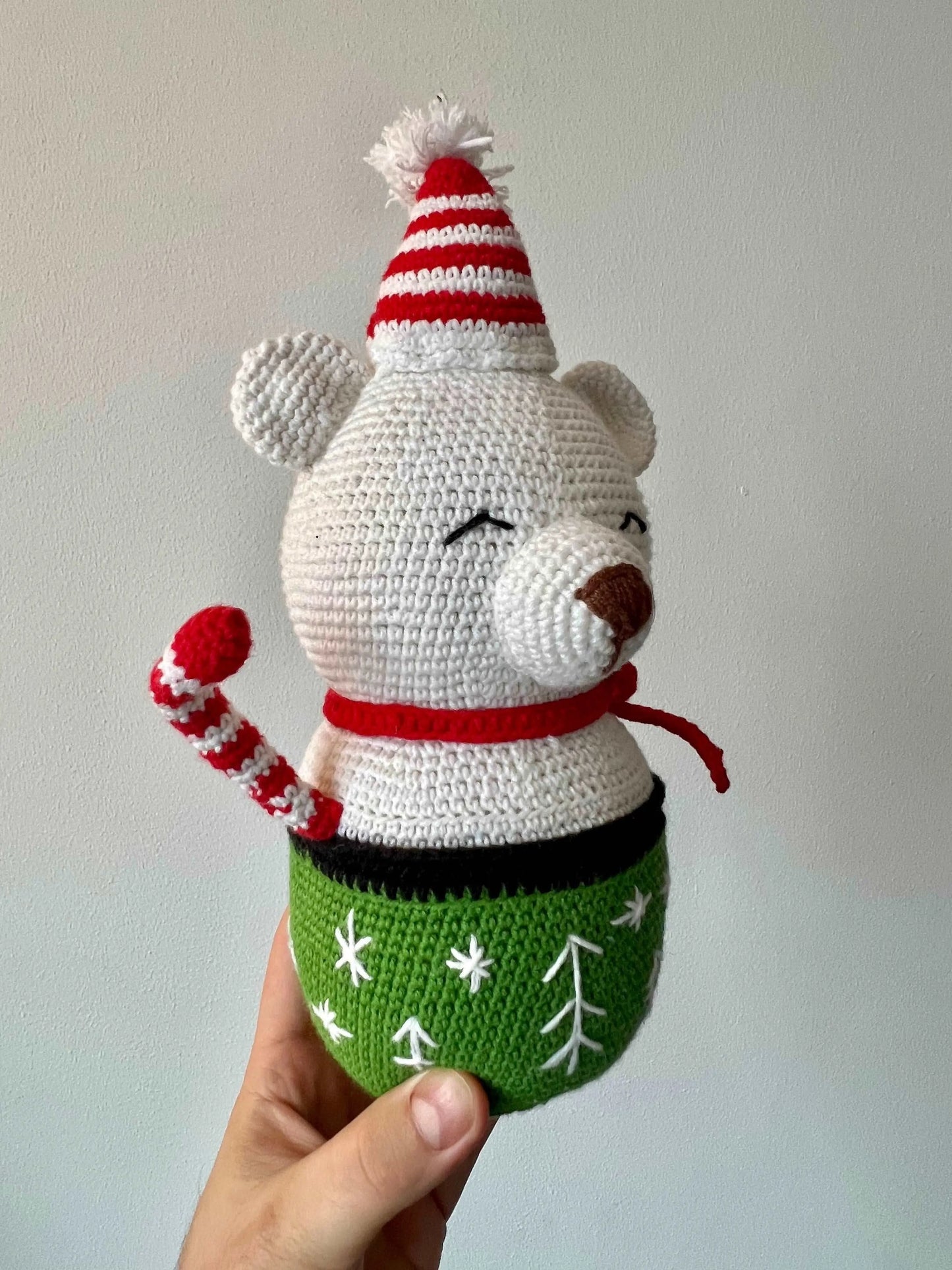 Crochet Bear inside Cup Joy Gift London