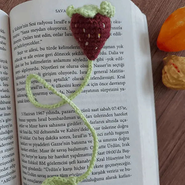 Crochet Bookmark Strawberry Joy Gift London