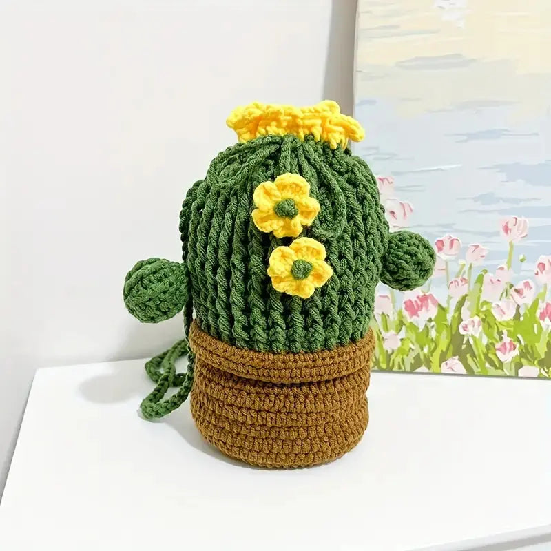 Crochet Cactus Shaped Shoulder Bag Joy Gift London