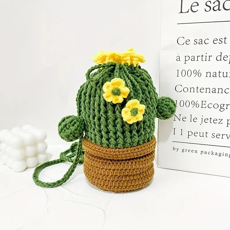 Crochet Cactus Shaped Shoulder Bag Joy Gift London