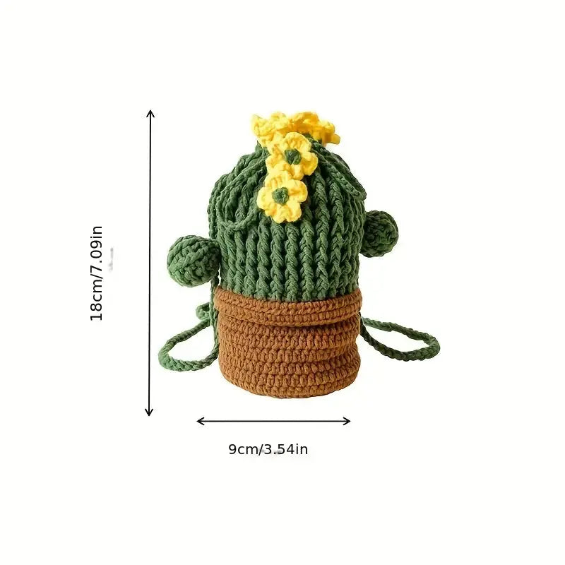 Crochet Cactus Shaped Shoulder Bag Joy Gift London