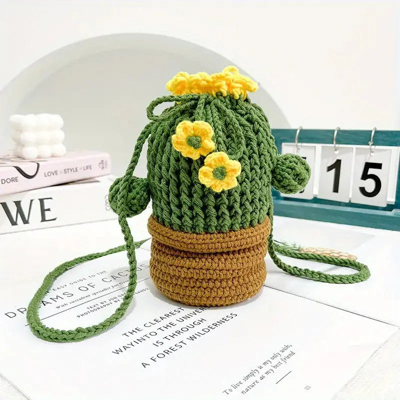 Crochet Cactus Shaped Shoulder Bag Joy Gift London