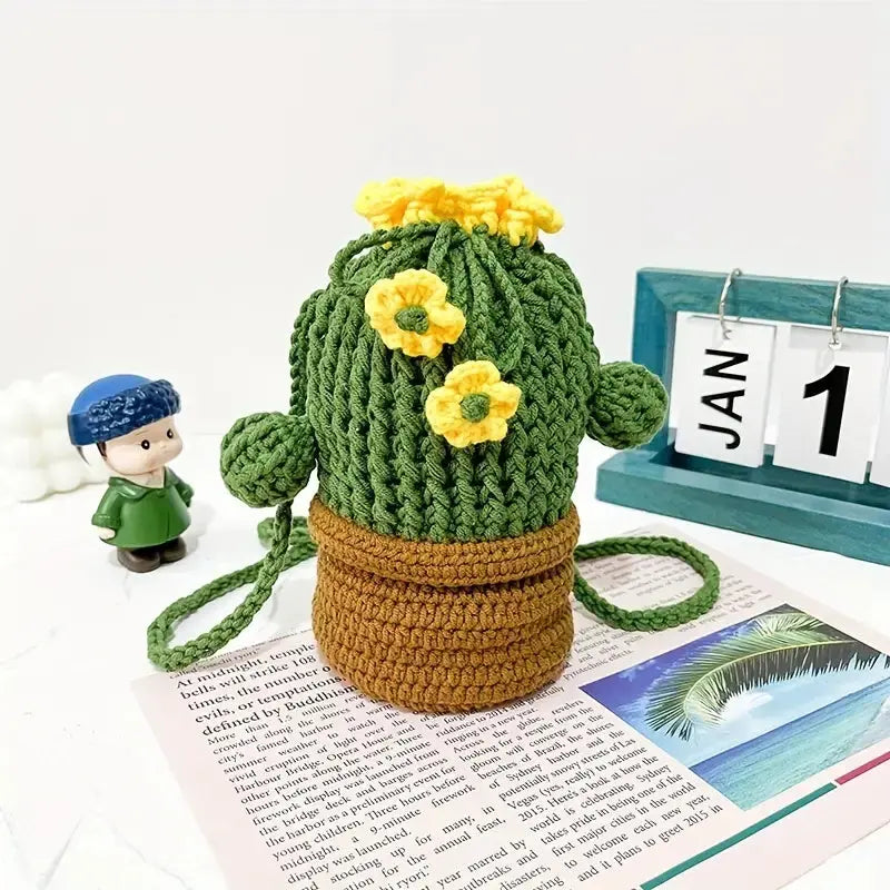 Crochet Cactus Shaped Shoulder Bag Joy Gift London