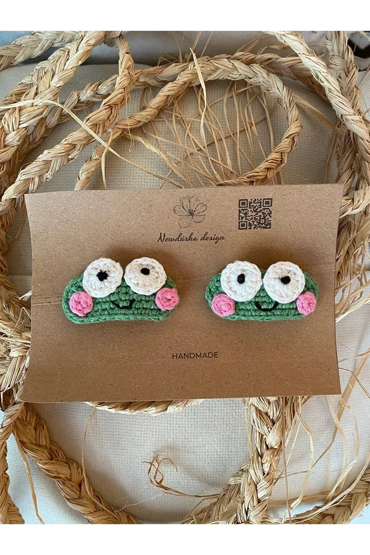 Crochet Cute Frog Hair Clips 2pc Crochet TrendyToy 