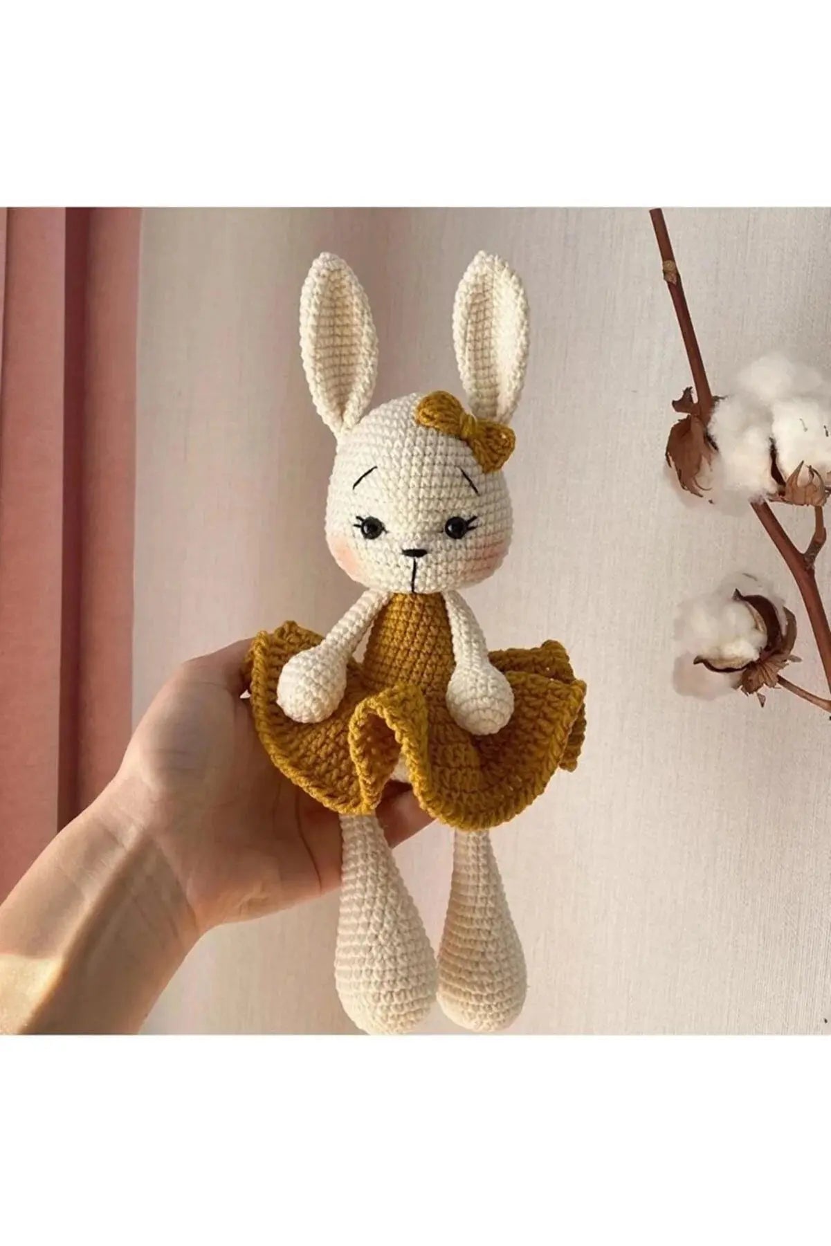 Crochet Cute Rabbit Girl with Yellow Dress Toy Joy Gift London