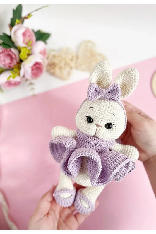 Crochet Cute Rabbit in Purple Dress Toy Crochet TrendyToy 