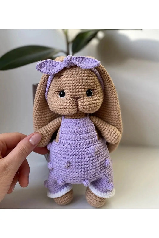 Crochet Cute Rabbit in Purple Jumpsuit Toy Crochet TrendyToy 