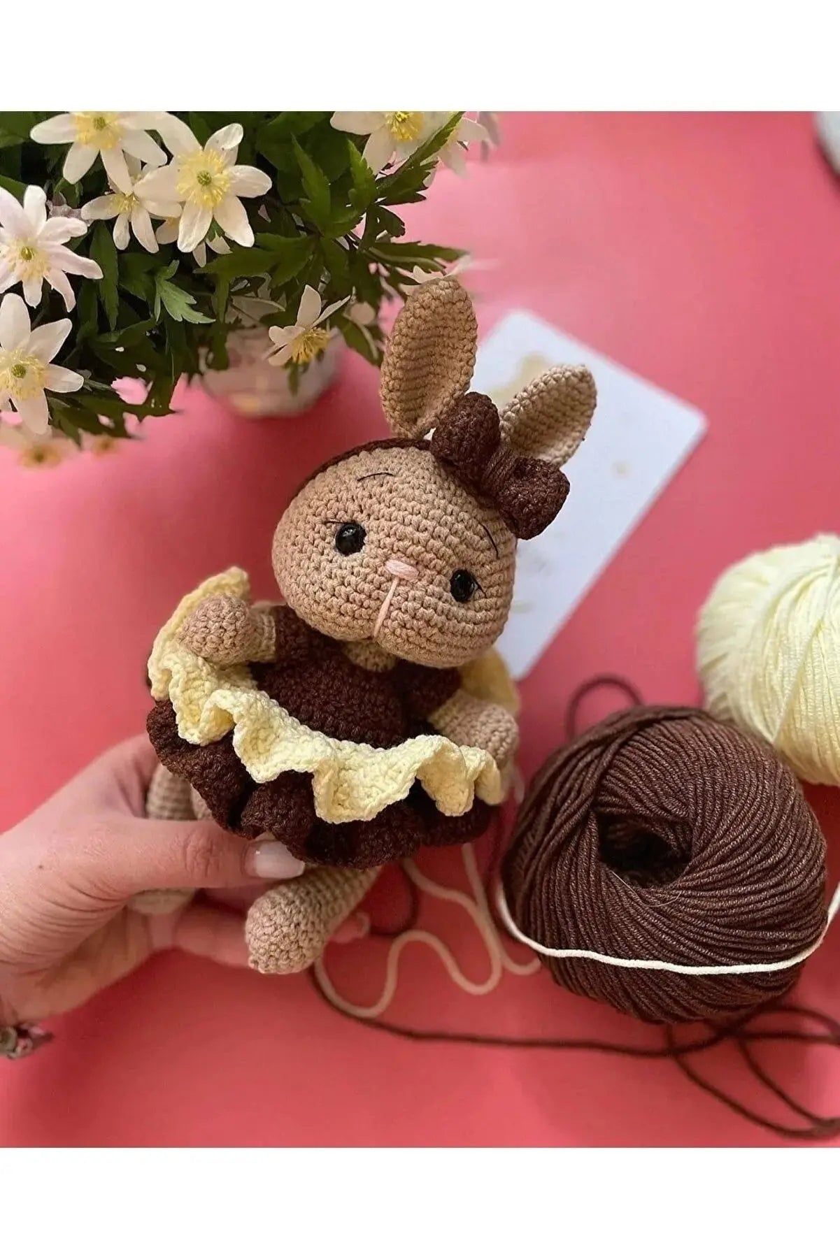 Crochet Cute Rabbit in Yellow-Brown Dress Toy Crochet TrendyToy 